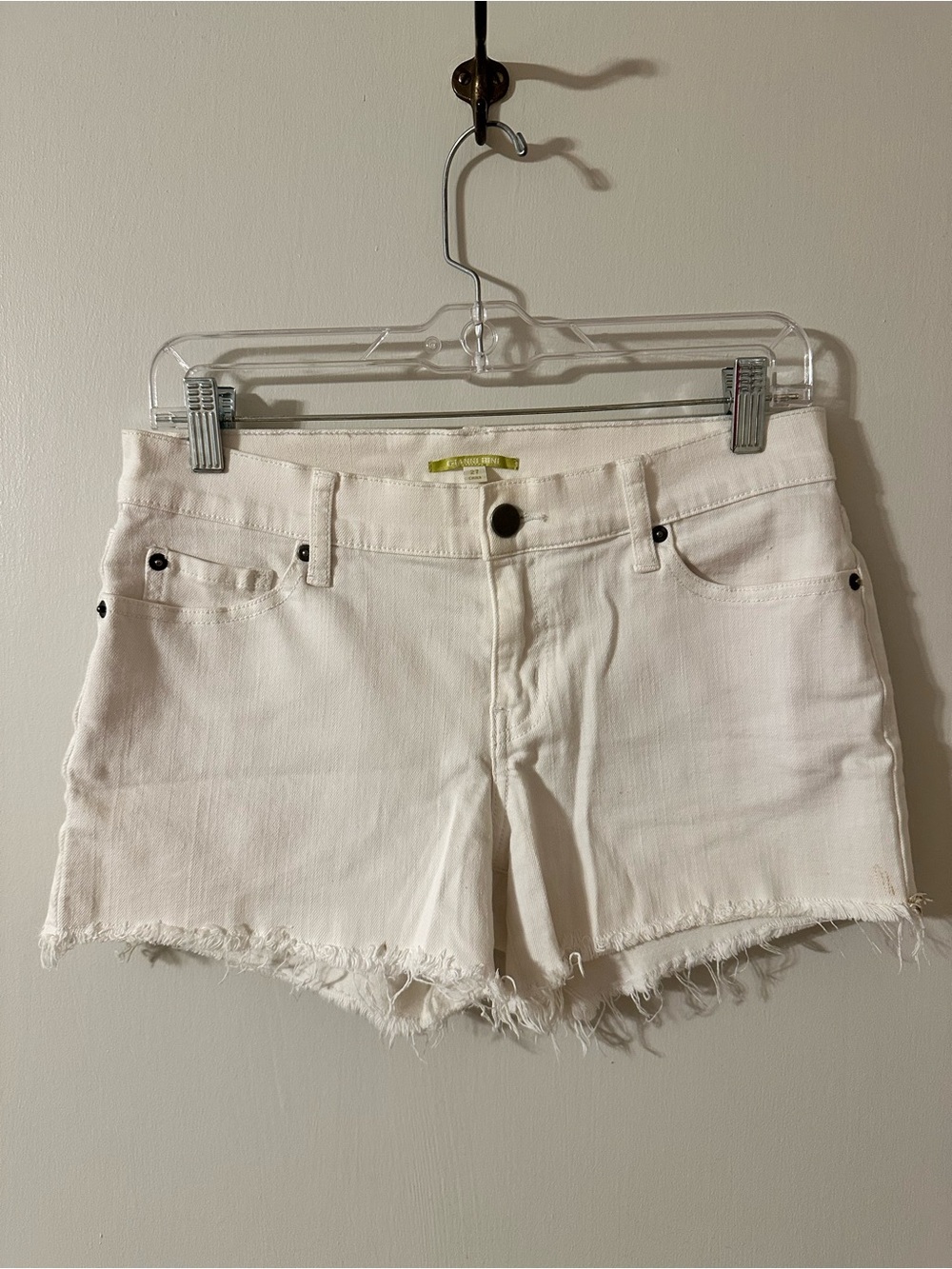 Gianni Bini White Frayed Hem Denim Shorts